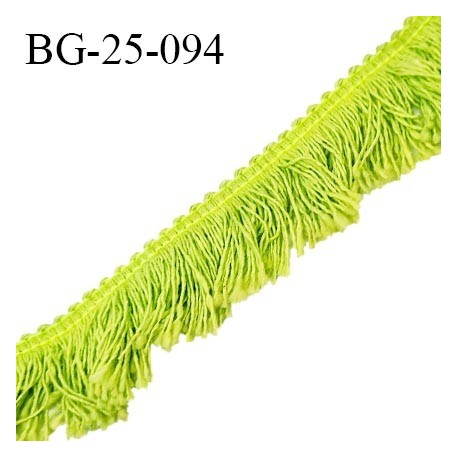 Galon franges 25 mm coton couleur vert largeur de bande 7 mm + 18 mm de franges prix au mètre