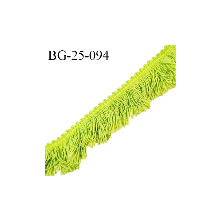 Galon franges 25 mm coton couleur vert largeur de bande 7 mm + 18 mm de franges prix au mètre
