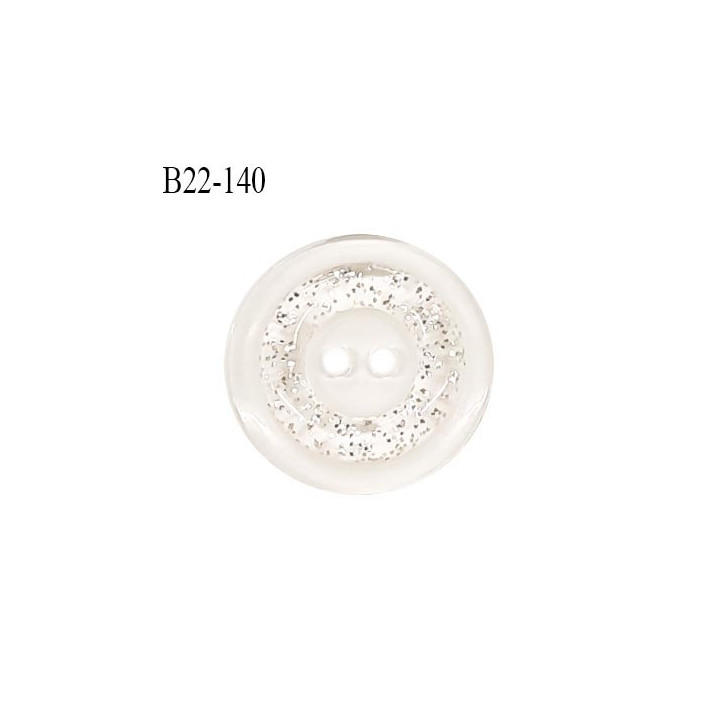 Bouton 22 mm en pvc translucide avec paillettes argentées 2 trous diamètre 22 mm épaisseur 3.5 mm prix à la pièce