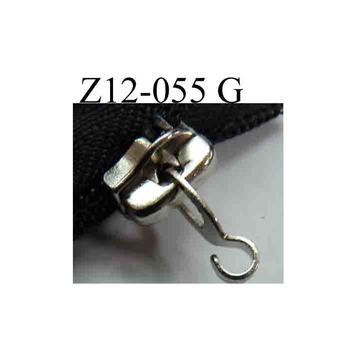fermeture éclair grise longueur 12 cm couleur gris non séparable  largeur 3 cm largeur du zip nylon 6 mm curseur métal