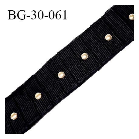 Galon ruban 30 mm en tissu noir froncé avec un rivet couleur laiton tous les 2.5 cm largeur 30 mm prix au mètre