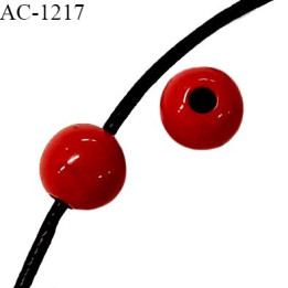 Perle ronde en pvc couleur rouge diamètre 11 mm pour cordon de 2 mm de diamètre prix à l'unité