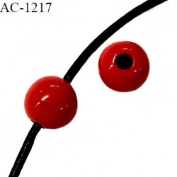 Perle ronde en pvc couleur rouge diamètre 11 mm pour cordon de 2 mm de diamètre prix à l'unité