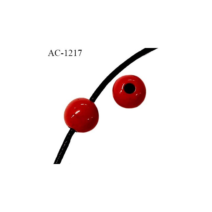 Perle ronde en pvc couleur rouge diamètre 11 mm pour cordon de 2 mm de diamètre prix à l'unité