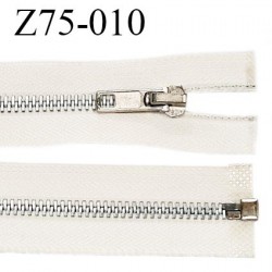Fermeture zip 75 cm séparable à glissière couleur naturel écru longueur 75 cm largeur 3 cm glissière métal prix à la pièce