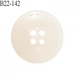Bouton 22 mm en pvc couleur naturel brillant 4 trous diamètre 22 mm épaisseur 3 mm prix à la pièce