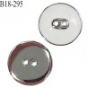 Bouton 18 mm en pvc couleur chrome acier et blanc très beau 2 trous diamètre 18 mm épaisseur 3.5 mm prix à l'unité