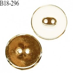 Bouton 18 mm en pvc couleur doré et blanc très beau 2 trous diamètre 18 mm épaisseur 3.5 mm prix à l'unité
