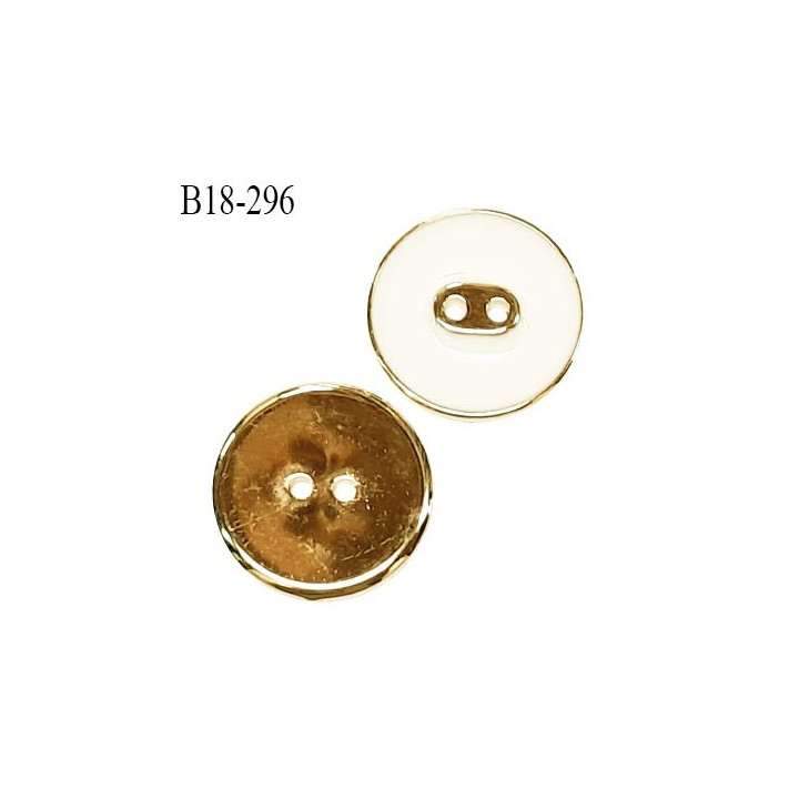 Bouton 18 mm en pvc couleur doré et blanc très beau 2 trous diamètre 18 mm épaisseur 3.5 mm prix à l'unité