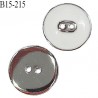 Bouton 15 mm en pvc couleur chrome acier et blanc très beau 2 trous diamètre 15 mm épaisseur 3.5 mm prix à l'unité