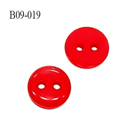 Bouton 9 mm couleur rouge 2 trous légèrement bombé diamètre 9 mm épaisseur 2.5 mm prix à l'unité