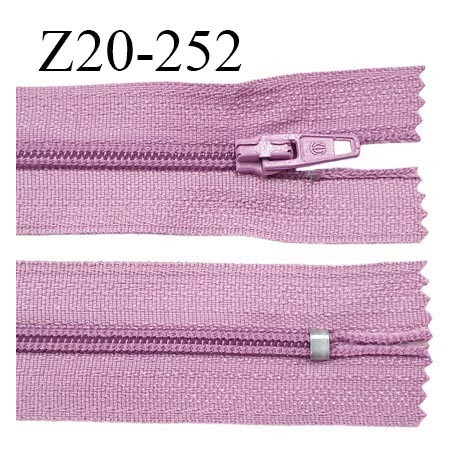 Fermeture zip 20 cm non séparable couleur rose balais glissière nylon invisible largeur 5 mm prix à l'unité