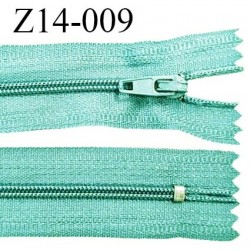 Fermeture zip 14 cm non séparable couleur turquoise zip glissière nylon invisible largeur 4 mm longueur 14 cm prix à l'unité