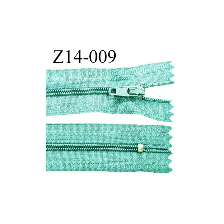 Fermeture zip 14 cm non séparable couleur turquoise zip glissière nylon invisible largeur 4 mm longueur 14 cm prix à l'unité