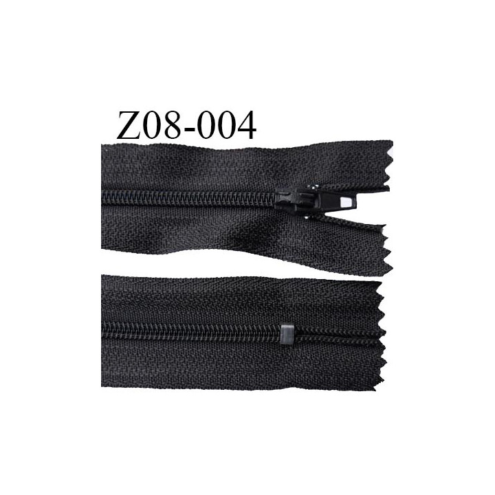 Fermeture zip 8 cm couleur anthracite non séparable largeur 2.7 cm glissière nylon largeur 4 mm longueur 15 cm prix à l'unité