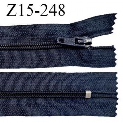 Fermeture zip 15 cm couleur bleu marine non séparable largeur 2.5 cm glissière nylon largeur 4 mm longueur 15 cm prix à l'unité