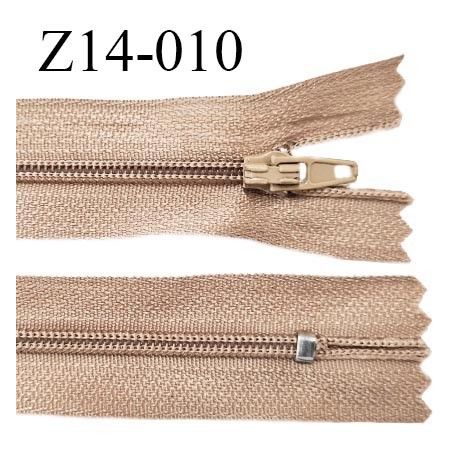 Fermeture zip 14 cm non séparable couleur beige sépia zip glissière nylon invisible longueur 14 cm prix à l'unité