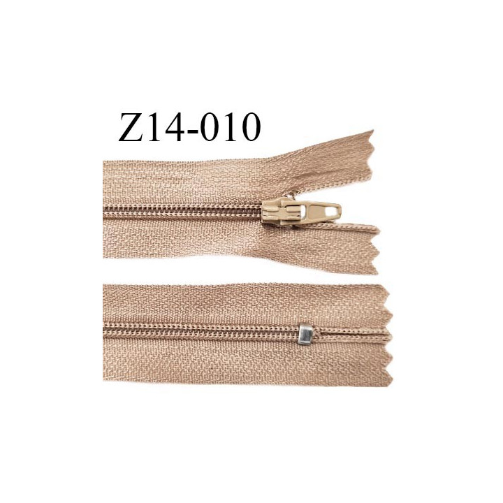 Fermeture zip 14 cm non séparable couleur beige sépia zip glissière nylon invisible longueur 14 cm prix à l'unité
