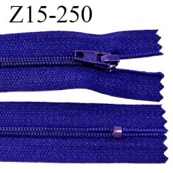 Fermeture zip 15 cm couleur bleu indigo non séparable largeur 2.5 cm glissière nylon largeur 4 mm longueur 15 cm prix à l'unité