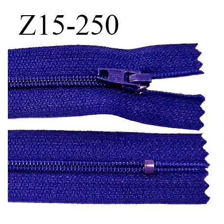 Fermeture zip 15 cm couleur bleu indigo non séparable largeur 2.5 cm glissière nylon largeur 4 mm longueur 15 cm prix à l'unité