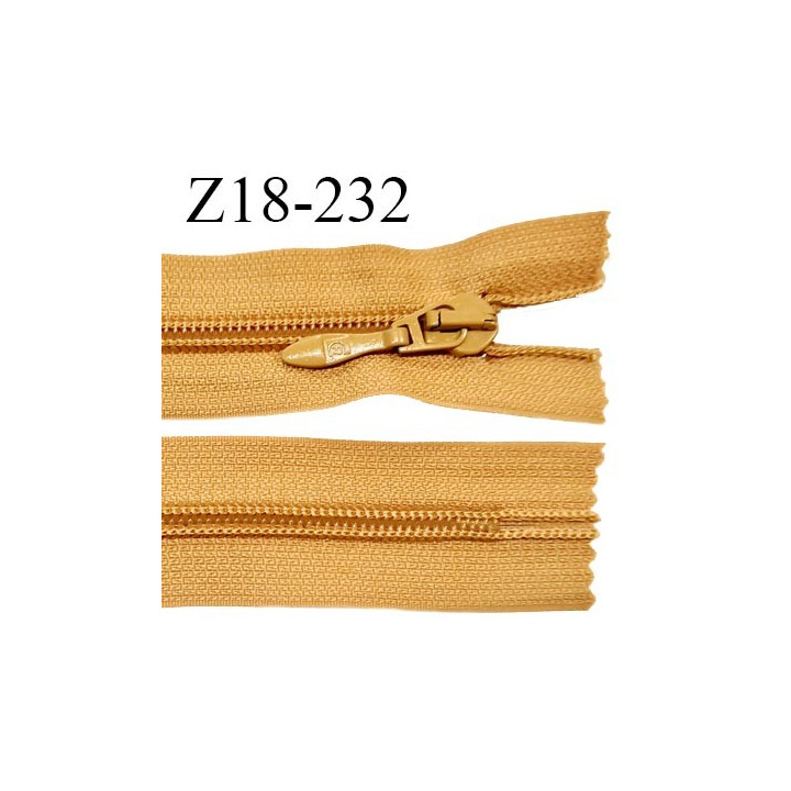 Fermeture zip 18 cm non séparable couleur moutarde largeur 3.3 cm zip nylon curseur métal longueur 18 cm prix à l'unité