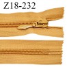 Fermeture zip 18 cm non séparable couleur moutarde largeur 3.3 cm zip nylon curseur métal longueur 18 cm prix à l'unité