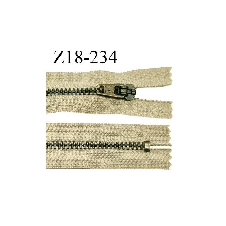 Fermeture zip 18 cm très haut de gamme RIRI couleur beige non séparable longueur 18 cm glissière laiton 6 mm prix à la pièce