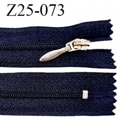 Fermeture zip 25 cm non séparable couleur bleu marine glissière nylon largeur 4 mm curseur métal longueur 25 cm prix à l'unité