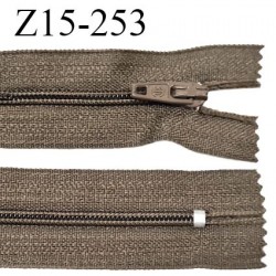 Fermeture zip 15 cm non séparable couleur marron clair largeur 2.7 cm zip nylon longueur 15 cm prix à l'unité