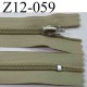 fermeture éclair longueur 12 cm couleur kaki non séparable zip nylon largeur 3 cm largeur du zip 5 mm