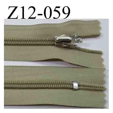 fermeture éclair longueur 12 cm couleur kaki non séparable zip nylon largeur 3 cm largeur du zip 5 mm