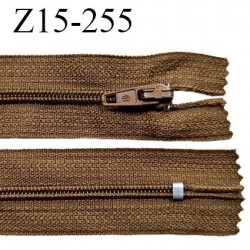 Fermeture zip 15 cm non séparable couleur marron largeur 2.7 cm zip nylon longueur 15 cm prix à l'unité