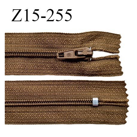 Fermeture zip 15 cm non séparable couleur marron largeur 2.7 cm zip nylon longueur 15 cm prix à l'unité