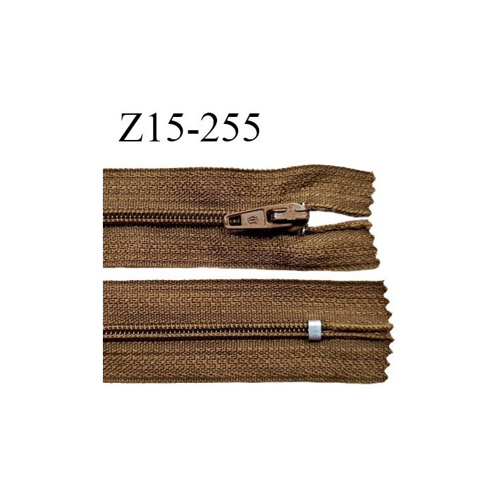Fermeture zip 15 cm non séparable couleur marron largeur 2.7 cm zip nylon longueur 15 cm prix à l'unité