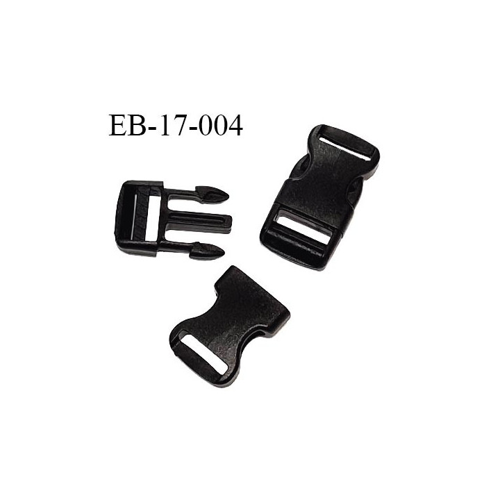 Boucle clip en plastique noir passage pour une sangle de 16 mm de largeur passant coulissant prix à la pièce