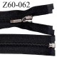Fermeture zip 60 cm séparable couleur noir zip glissière nylon largeur 6 mm longueur 60 cm largeur 27 mm prix à l'unité