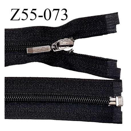 Fermeture zip 55 cm séparable couleur noir zip glissière nylon largeur 6 mm longueur 55 cm largeur 27 mm prix à l'unité