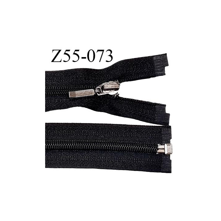 Fermeture zip 55 cm séparable couleur noir zip glissière nylon largeur 6 mm longueur 55 cm largeur 27 mm prix à l'unité