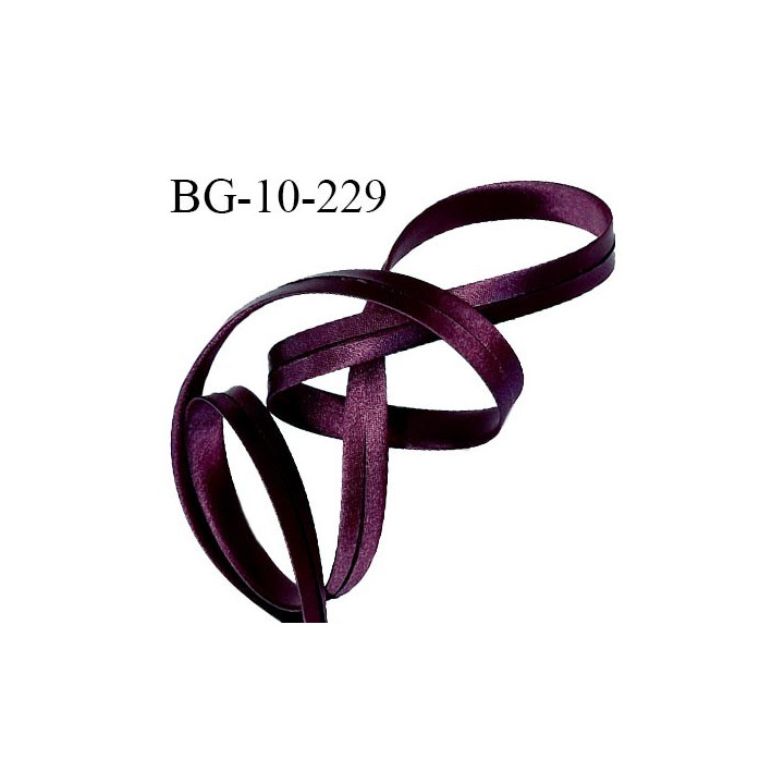 Biais plié 10 mm couleur prune brillant satiné largeur 10 mm avec deux rebords pliés de 5 mm prix au mètre
