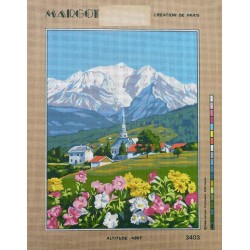 Canevas à broder 50 x 65 cm marque MARGOT création de Paris thème montagne altitude 4807 fabrication française