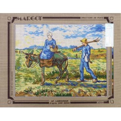 Canevas à broder 50 x 65 cm marque MARGOT création de Paris thème PEINTURE le laboureur d'après Van Gogh fabrication française