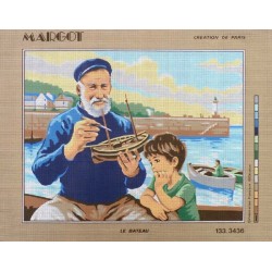 Canevas à broder 50 x 65 cm marque MARGOT création de Paris thème LE BATEAU fabrication française