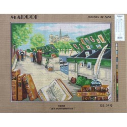 Canevas à broder 50 x 65 cm marque MARGOT création de Paris thème LES BOUQUINISTES PARIS fabrication française