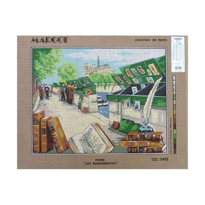 Canevas à broder 50 x 65 cm marque MARGOT création de Paris thème LES BOUQUINISTES PARIS fabrication française