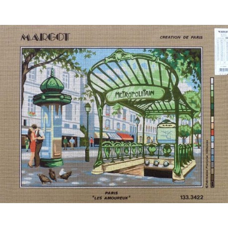 Canevas à broder 50 x 65 cm marque MARGOT création de Paris thème PARIS les amoureux fabrication française