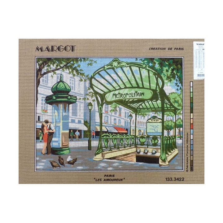 Canevas à broder 50 x 65 cm marque MARGOT création de Paris thème PARIS les amoureux fabrication française