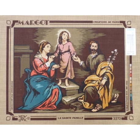 Canevas à broder 50 x 65 cm marque MARGOT création de Paris thème RELIGION la Sainte famille fabrication française