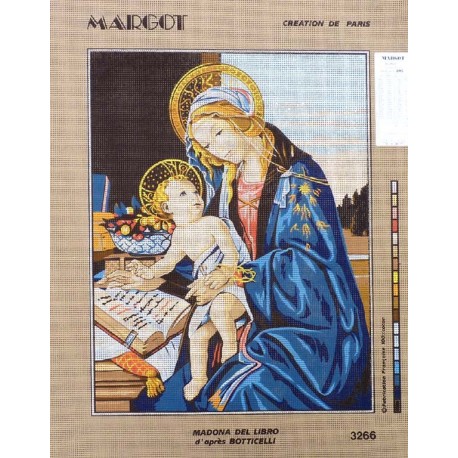 Canevas à broder 50 x 65 cm marque MARGOT création de Paris thème PEINTURE Madona del libro d'après Botticelli