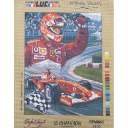 Canevas à broder 50 x 65 cm marque OUVRAGES LUC CREATIONS thème COURSE F1 le champion