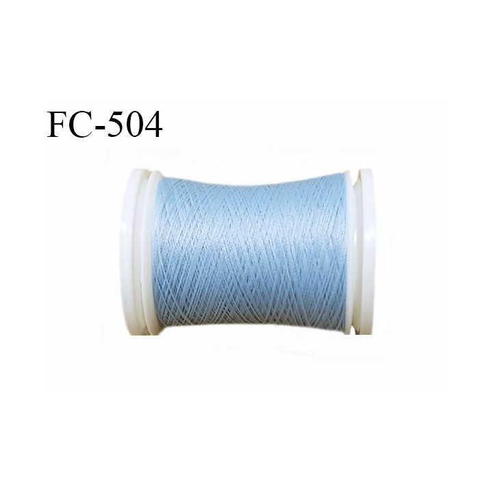 Bobine de fil mousse texturé polyester fil n° 160 couleur bleu clair longueur 500  mètres bobiné en France